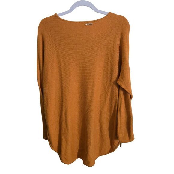 Michael Michael Kors Maple Leaf Side Zip Boat Neck Mustard Tunic Sweater Size L - Picture 2 of 5